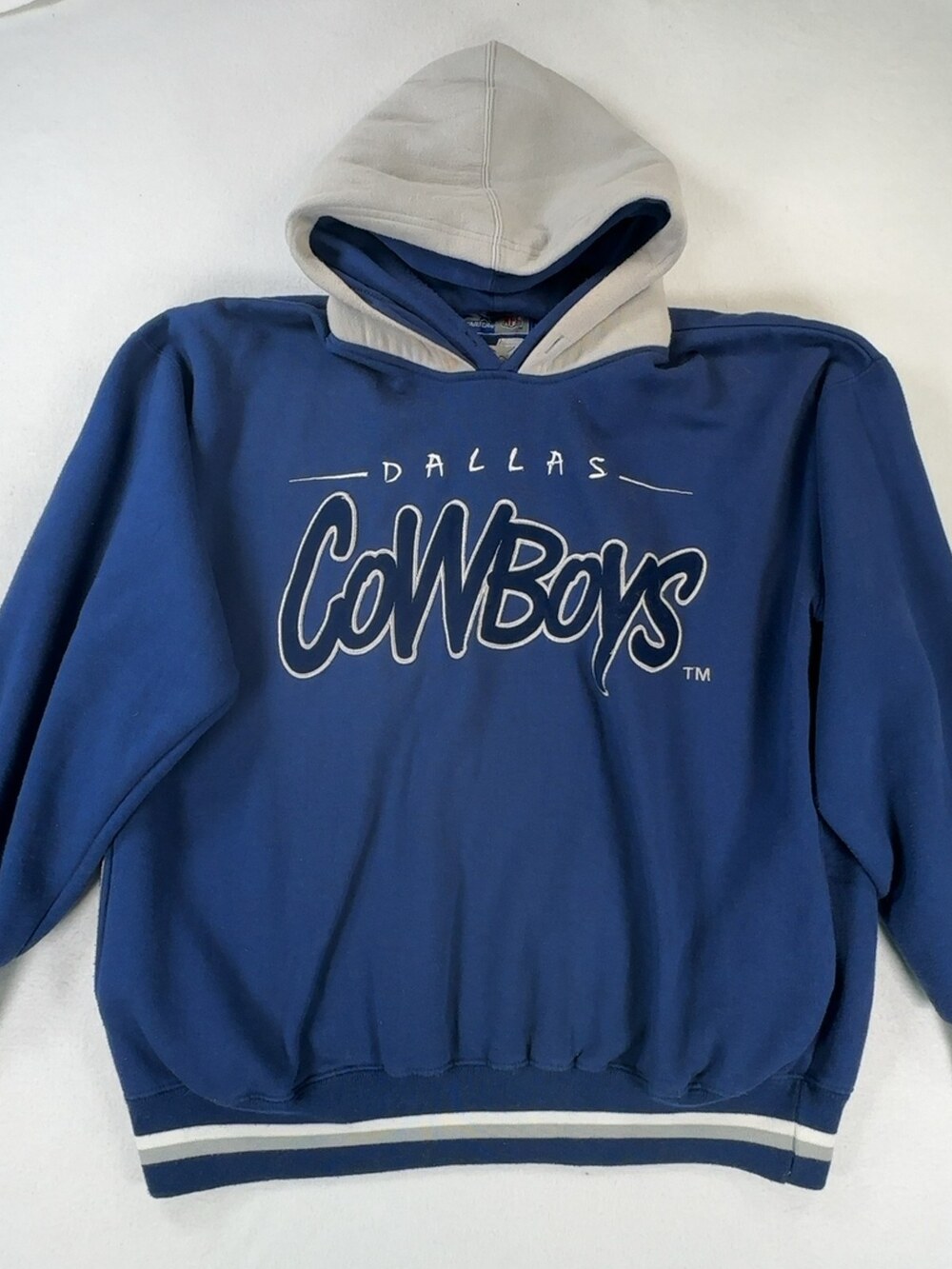 Starter Dallas Cowboys Hoodie Script Embroidered Royal Blue Size Large